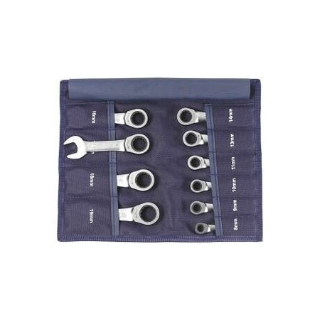 Garant Stubby Open End Wrench / Ratcheting Wrench Set, 10 Pc, 8 mm to 19 mm 614818 10